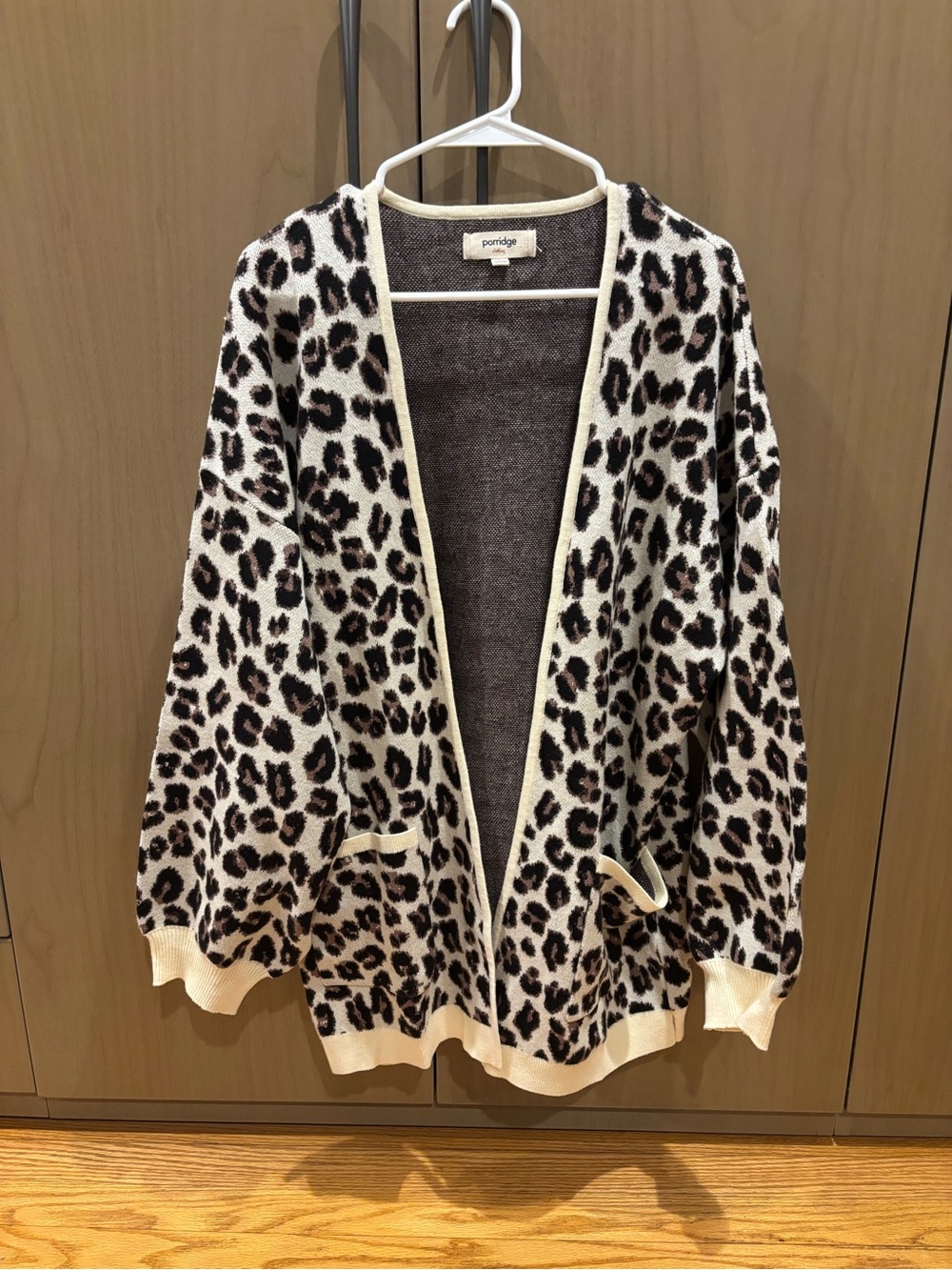 Anthropologie Leopard Print Open Cardigan in Cream, Brown, Black